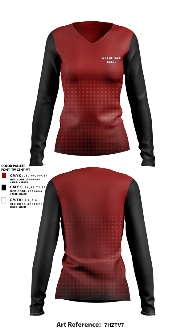Womens Long Sleeve Vneck Shirt, Metro Tech Cheer, Cheer, Teamtime, Team time, sublimation, custom sports apparel, team uniforms, spirit wear, spiritwear, sports uniforms, custom shirts, team store, custom team store, fundraiser sports, apparel fundraiser