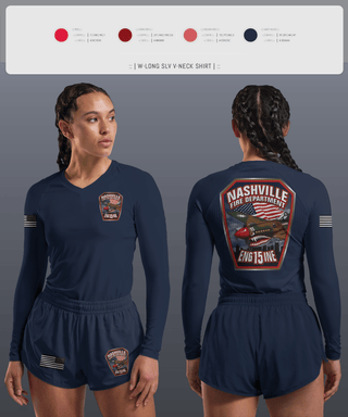 Womens Long Sleeve Vneck Shirt, Engine 15, , Teamtime, Team time, sublimation, custom sports apparel, team uniforms, spirit wear, spiritwear, sports uniforms, custom shirts, team store, custom team store, fundraiser sports, apparel fundraiser