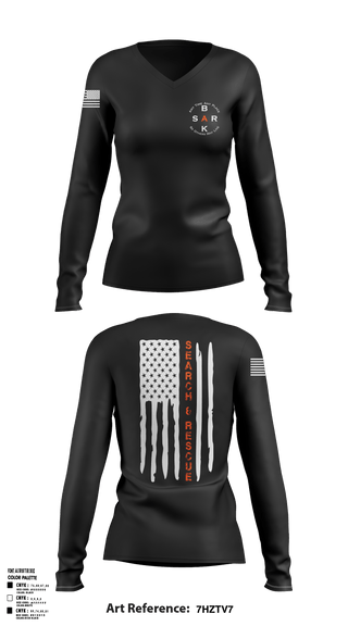Womens Long Sleeve Vneck Shirt, Bakersfield Search and Rescue, , Teamtime, Team time, sublimation, custom sports apparel, team uniforms, spirit wear, spiritwear, sports uniforms, custom shirts, team store, custom team store, fundraiser sports, apparel fundraiser