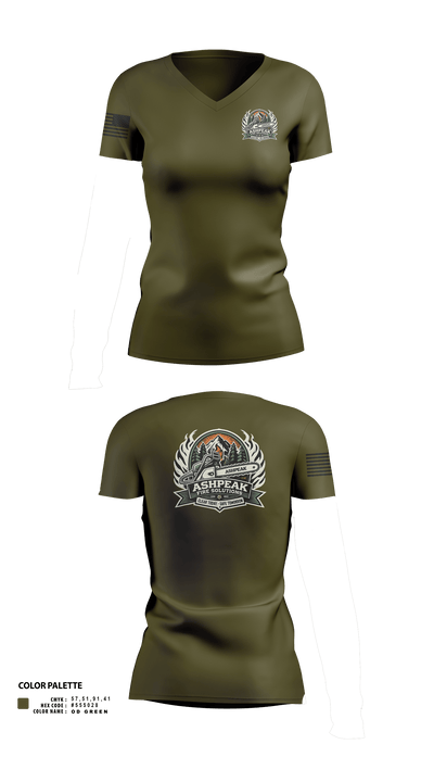 AshPeak Fire Solutions 58652744 Women's Short Sleeve V-neck Shirt - 2