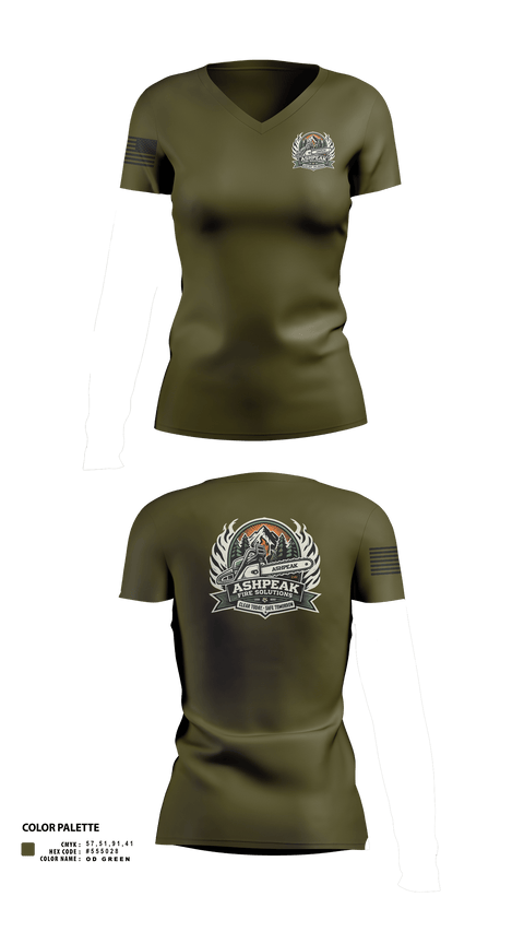 Womens Short Sleeve Vneck Shirt, AshPeak Fire Solutions, , Teamtime, Team time, sublimation, custom sports apparel, team uniforms, spirit wear, spiritwear, sports uniforms, custom shirts, team store, custom team store, fundraiser sports, apparel fundraiser