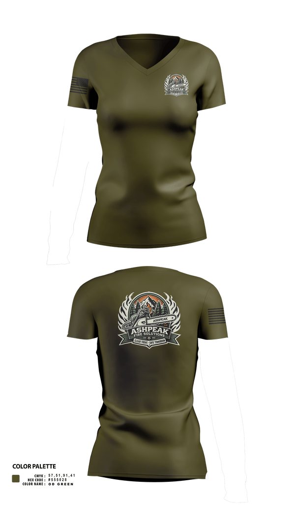 Womens Short Sleeve Vneck Shirt, AshPeak Fire Solutions, , Teamtime, Team time, sublimation, custom sports apparel, team uniforms, spirit wear, spiritwear, sports uniforms, custom shirts, team store, custom team store, fundraiser sports, apparel fundraiser