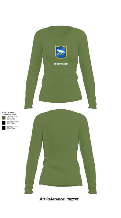 2/196th RTI 78936659 Women's Long Sleeve V-neck Shirt - 40
