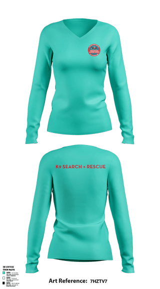 Womens Long Sleeve Vneck Shirt, Mountain Canine Corps, , Teamtime, Team time, sublimation, custom sports apparel, team uniforms, spirit wear, spiritwear, sports uniforms, custom shirts, team store, custom team store, fundraiser sports, apparel fundraiser