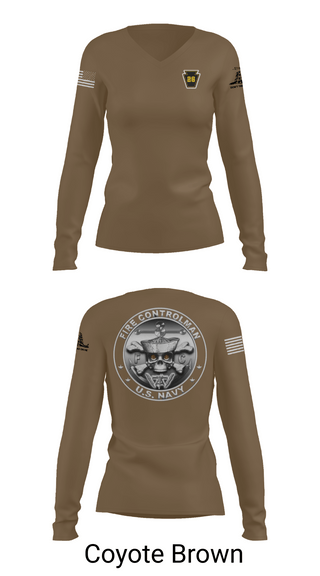 Womens Long Sleeve Vneck Shirt, Fire Controlman, Navy, Teamtime, Team time, sublimation, custom sports apparel, team uniforms, spirit wear, spiritwear, sports uniforms, custom shirts, team store, custom team store, fundraiser sports, apparel fundraiser