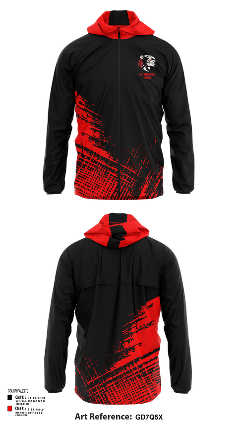 Windbreaker, EPC Warriors Tennis, Tennis, Teamtime, Team time, sublimation, custom sports apparel, team uniforms, spirit wear, spiritwear, sports uniforms, custom shirts, team store, custom team store, fundraiser sports, apparel fundraiser