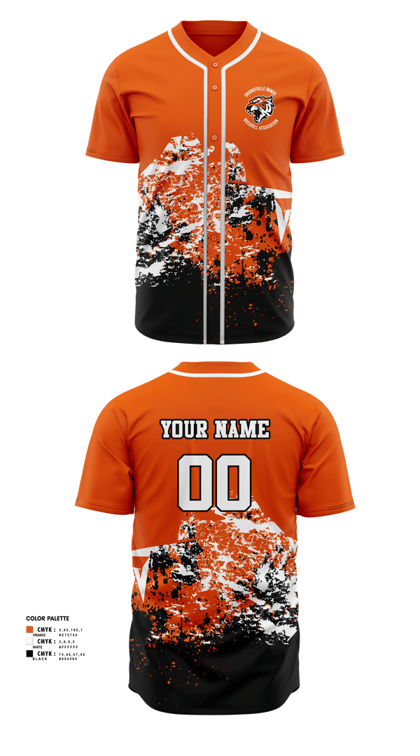 Full Button Baseball Jersey, Orangeville Minor Baseball Association, Baseball, Teamtime, Team time, sublimation, custom sports apparel, team uniforms, spirit wear, spiritwear, sports uniforms, custom shirts, team store, custom team store, fundraiser sports, apparel fundraiser