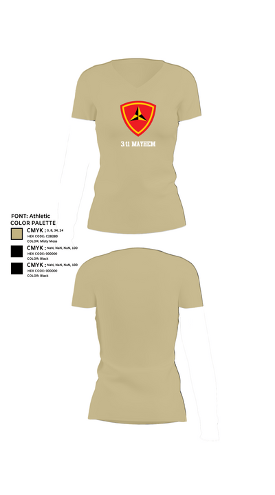 3/11 Mayhem 49305412 Women's Short Sleeve V-neck Shirt - 84