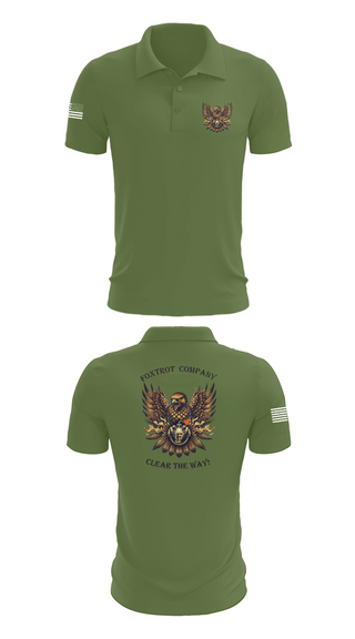 Short Sleeve Performance Polo, Foxtrot Company, 832nd OD BN, Army, Teamtime, Team time, sublimation, custom sports apparel, team uniforms, spirit wear, spiritwear, sports uniforms, custom shirts, team store, custom team store, fundraiser sports, apparel fundraiser