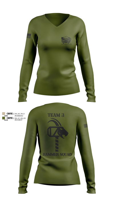 900th QUARTERMASTER 12047177 Women's Long Sleeve V-neck Shirt - 10