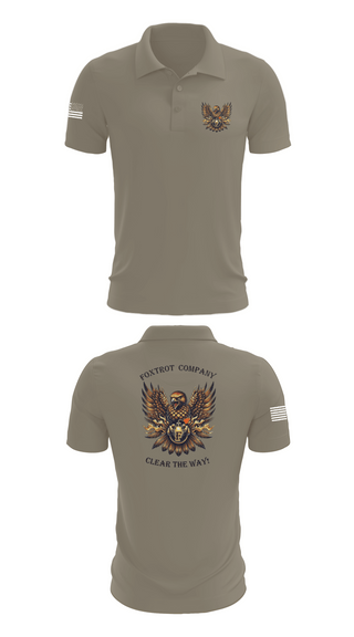 Short Sleeve Performance Polo, Foxtrot Company, 832nd OD BN, Army, Teamtime, Team time, sublimation, custom sports apparel, team uniforms, spirit wear, spiritwear, sports uniforms, custom shirts, team store, custom team store, fundraiser sports, apparel fundraiser