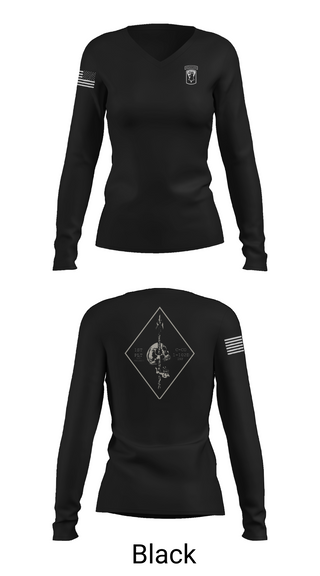 Womens Long Sleeve Vneck Shirt, Chosen Co. 1-102D INF, Army, Teamtime, Team time, sublimation, custom sports apparel, team uniforms, spirit wear, spiritwear, sports uniforms, custom shirts, team store, custom team store, fundraiser sports, apparel fundraiser