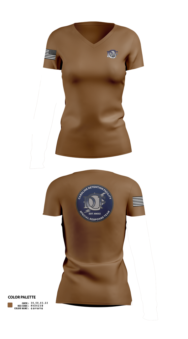 Womens Short Sleeve Vneck Shirt, Caroline Detention Facility, , Teamtime, Team time, sublimation, custom sports apparel, team uniforms, spirit wear, spiritwear, sports uniforms, custom shirts, team store, custom team store, fundraiser sports, apparel fundraiser