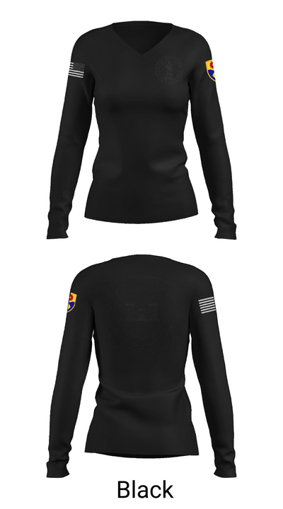 132d MRBC, 579th EN BN, 49th MP DIV 50518216 Women's Long Sleeve V-neck Shirt - 35