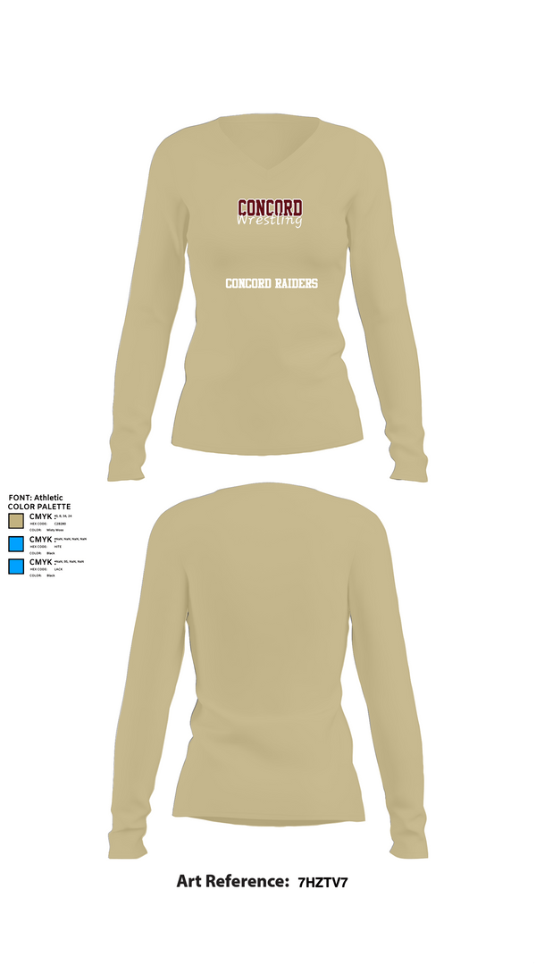 Womens Long Sleeve Vneck Shirt, Concord Raiders, Wrestling, Teamtime, Team time, sublimation, custom sports apparel, team uniforms, spirit wear, spiritwear, sports uniforms, custom shirts, team store, custom team store, fundraiser sports, apparel fundraiser