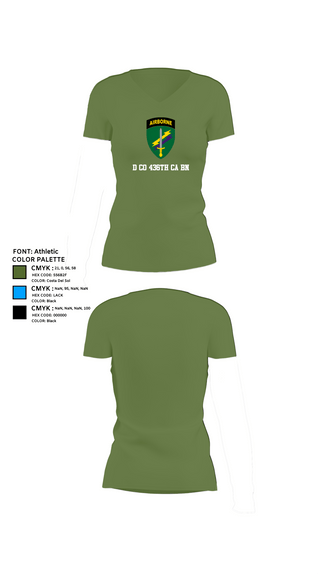Womens Short Sleeve Vneck Shirt, D Co 436th CA BN, , Teamtime, Team time, sublimation, custom sports apparel, team uniforms, spirit wear, spiritwear, sports uniforms, custom shirts, team store, custom team store, fundraiser sports, apparel fundraiser