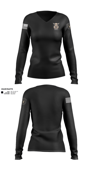 Womens Long Sleeve Vneck Shirt, Fallon Army Recruiting Station, , Teamtime, Team time, sublimation, custom sports apparel, team uniforms, spirit wear, spiritwear, sports uniforms, custom shirts, team store, custom team store, fundraiser sports, apparel fundraiser