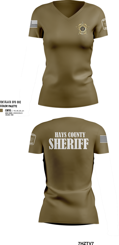 Hays County Sheriff’s Office 39669531 Women's Short Sleeve V-neck Shirt - 102