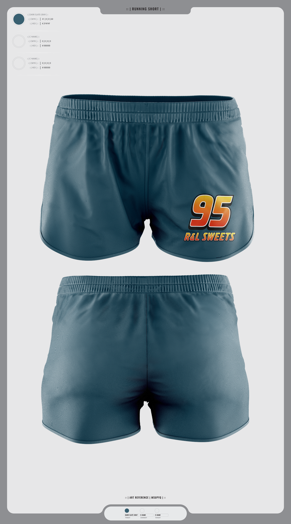 Womens Shorts, R&L Sweets, Track & Field, Teamtime, Team time, sublimation, custom sports apparel, team uniforms, spirit wear, spiritwear, sports uniforms, custom shirts, team store, custom team store, fundraiser sports, apparel fundraiser