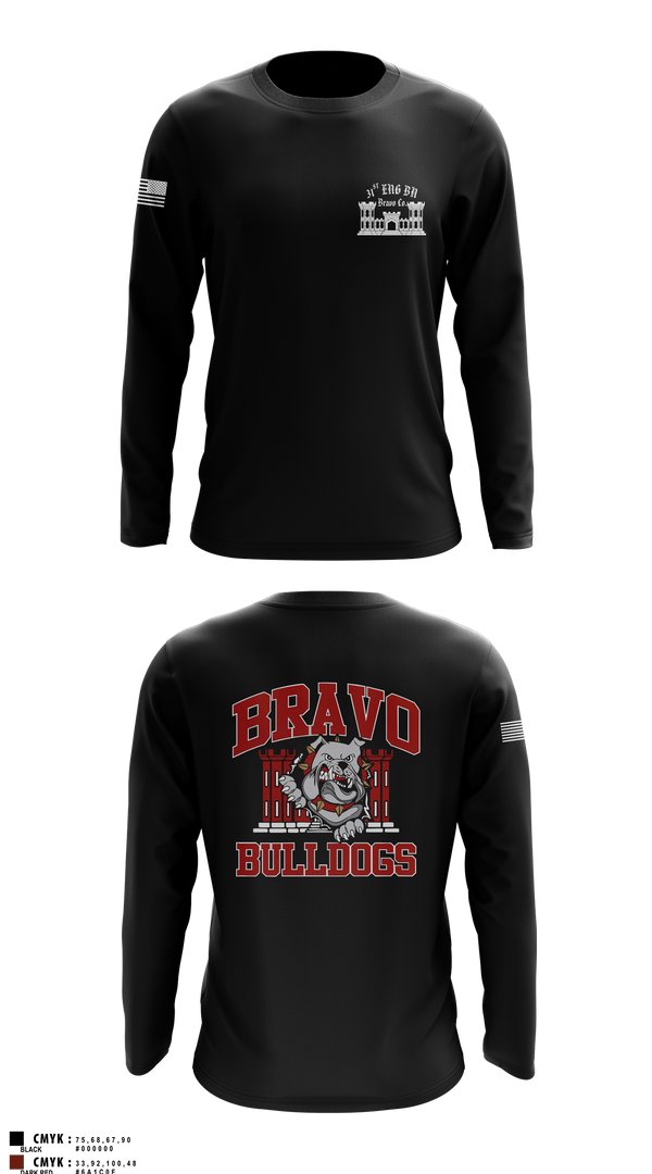 Long Sleeve Performance Shirt, Bravo Company “Bulldogs” 31st Engineer Battalion, , Teamtime, Team time, sublimation, custom sports apparel, team uniforms, spirit wear, spiritwear, sports uniforms, custom shirts, team store, custom team store, fundraiser sports, apparel fundraiser
