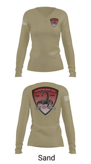 Womens Long Sleeve Vneck Shirt, 978th Military Police Company, , Teamtime, Team time, sublimation, custom sports apparel, team uniforms, spirit wear, spiritwear, sports uniforms, custom shirts, team store, custom team store, fundraiser sports, apparel fundraiser