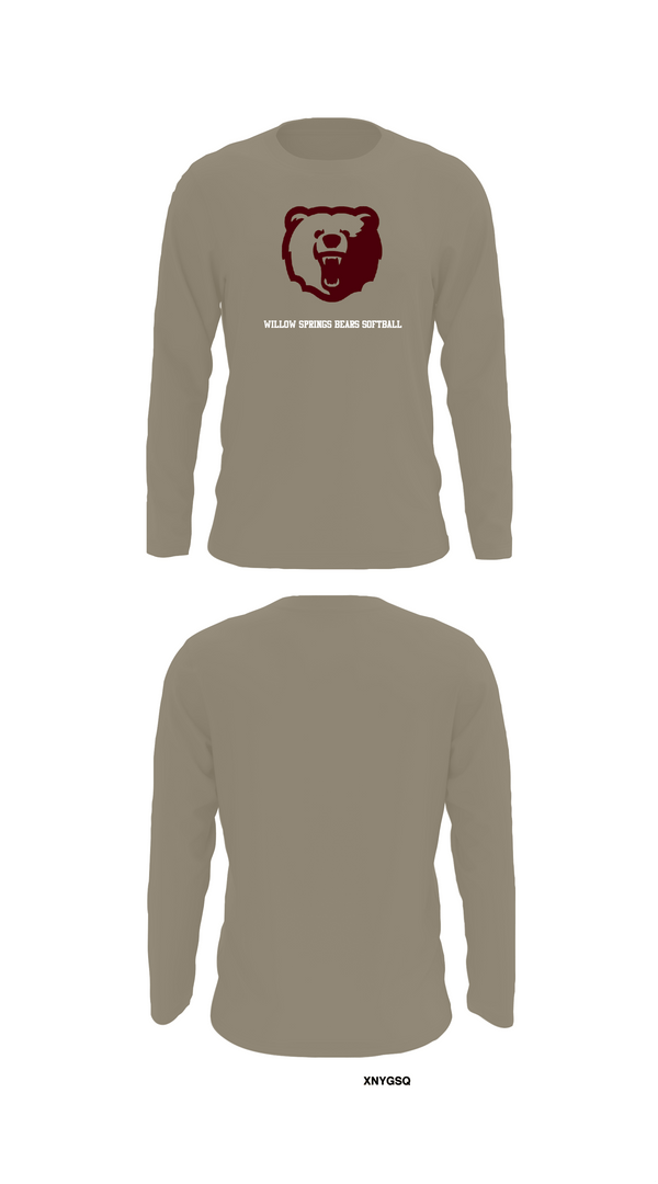 Long Sleeve Performance Shirt, Willow Springs Bears Softball, Softball, Teamtime, Team time, sublimation, custom sports apparel, team uniforms, spirit wear, spiritwear, sports uniforms, custom shirts, team store, custom team store, fundraiser sports, apparel fundraiser