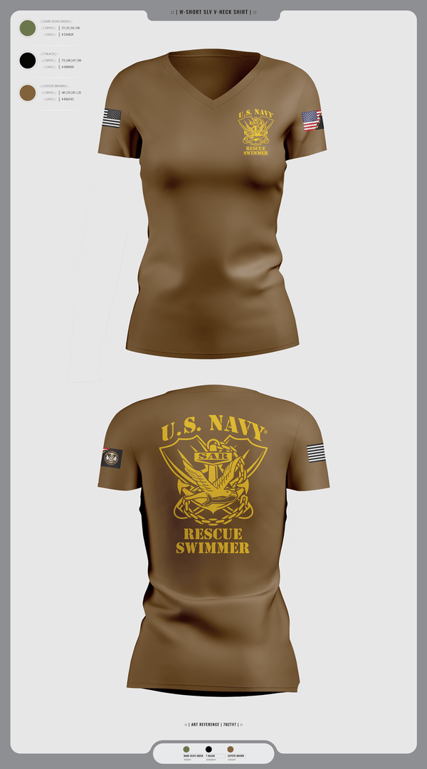 Womens Short Sleeve Vneck Shirt, Aircrew Rescue Swimmer, , Teamtime, Team time, sublimation, custom sports apparel, team uniforms, spirit wear, spiritwear, sports uniforms, custom shirts, team store, custom team store, fundraiser sports, apparel fundraiser