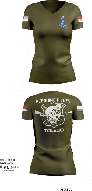 Womens Short Sleeve Vneck Shirt, Pershing Rifles Troop L-1, , Teamtime, Team time, sublimation, custom sports apparel, team uniforms, spirit wear, spiritwear, sports uniforms, custom shirts, team store, custom team store, fundraiser sports, apparel fundraiser