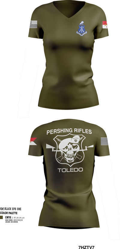 Pershing Rifles Troop L-1 10347059 Women's Short Sleeve V-neck Shirt - 151