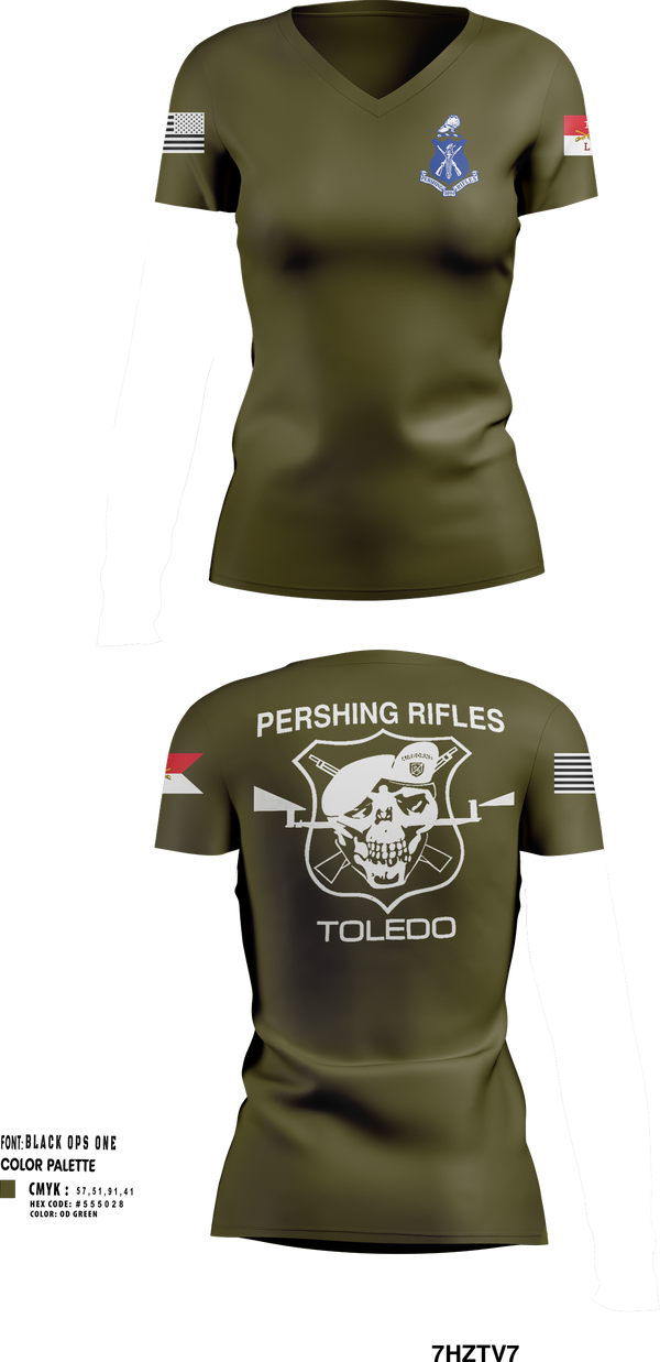 Womens Short Sleeve Vneck Shirt, Pershing Rifles Troop L-1, , Teamtime, Team time, sublimation, custom sports apparel, team uniforms, spirit wear, spiritwear, sports uniforms, custom shirts, team store, custom team store, fundraiser sports, apparel fundraiser