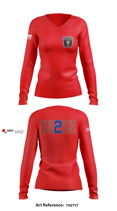 Boston Fire Department 36118843 Women's Long Sleeve V-neck Shirt - 4