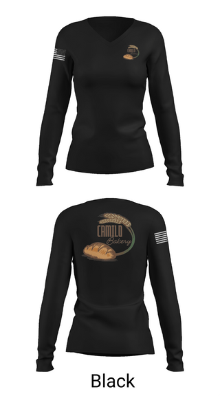 Womens Long Sleeve Vneck Shirt, Camilo bakery, , Teamtime, Team time, sublimation, custom sports apparel, team uniforms, spirit wear, spiritwear, sports uniforms, custom shirts, team store, custom team store, fundraiser sports, apparel fundraiser