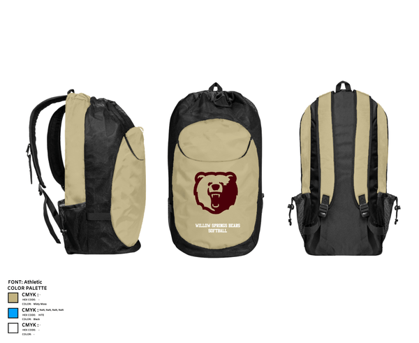 Gear Bag, Willow Springs Bears Softball, Softball, Teamtime, Team time, sublimation, custom sports apparel, team uniforms, spirit wear, spiritwear, sports uniforms, custom shirts, team store, custom team store, fundraiser sports, apparel fundraiser