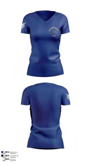 Womens Short Sleeve Vneck Shirt, Castlewood Blue Devils, Tennis, Teamtime, Team time, sublimation, custom sports apparel, team uniforms, spirit wear, spiritwear, sports uniforms, custom shirts, team store, custom team store, fundraiser sports, apparel fundraiser