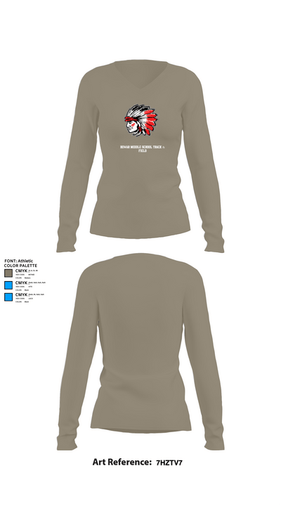 Howar Middle School Track & Field 69714419 Women's Long Sleeve V-neck Shirt - 25