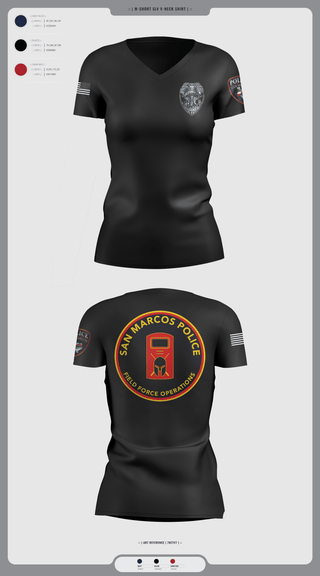 Womens Short Sleeve Vneck Shirt, San marcos police - field force, Police, Teamtime, Team time, sublimation, custom sports apparel, team uniforms, spirit wear, spiritwear, sports uniforms, custom shirts, team store, custom team store, fundraiser sports, apparel fundraiser