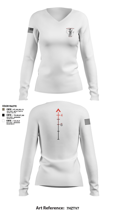 WIARNG Marksmanship 12854544 Women's Long Sleeve V-neck Shirt - 106