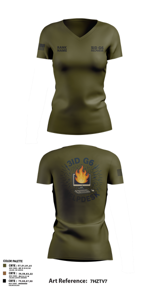 Womens Short Sleeve Vneck Shirt, 3ID G6 Helpdesk, , Teamtime, Team time, sublimation, custom sports apparel, team uniforms, spirit wear, spiritwear, sports uniforms, custom shirts, team store, custom team store, fundraiser sports, apparel fundraiser