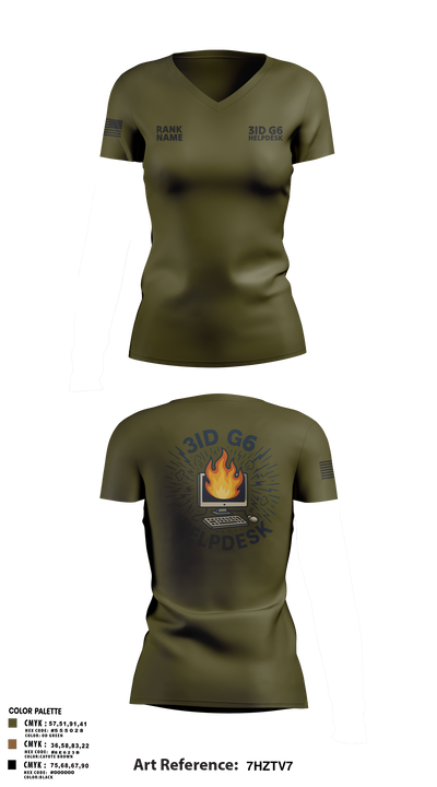 3ID G6 Helpdesk 95393067 Women's Short Sleeve V-neck Shirt - 105
