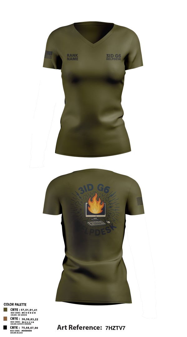Womens Short Sleeve Vneck Shirt, 3ID G6 Helpdesk, , Teamtime, Team time, sublimation, custom sports apparel, team uniforms, spirit wear, spiritwear, sports uniforms, custom shirts, team store, custom team store, fundraiser sports, apparel fundraiser