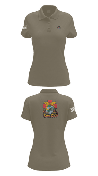 Womens Short Sleeve Performance Polo, Echo Company 232nd battalion, Army, Teamtime, Team time, sublimation, custom sports apparel, team uniforms, spirit wear, spiritwear, sports uniforms, custom shirts, team store, custom team store, fundraiser sports, apparel fundraiser