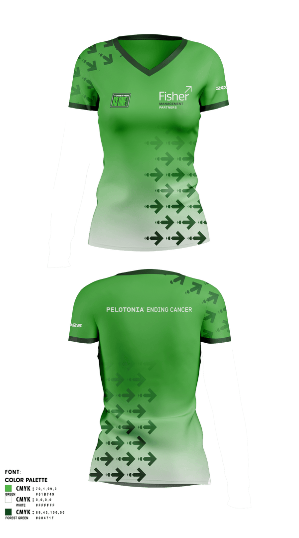Womens Short Sleeve Vneck Shirt, Fisher Management Partners Pelotonia, Cycling, Teamtime, Team time, sublimation, custom sports apparel, team uniforms, spirit wear, spiritwear, sports uniforms, custom shirts, team store, custom team store, fundraiser sports, apparel fundraiser
