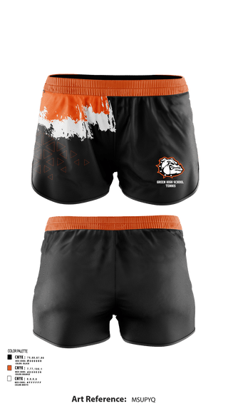 Womens Shorts, Green High School Tennis, Tennis, Teamtime, Team time, sublimation, custom sports apparel, team uniforms, spirit wear, spiritwear, sports uniforms, custom shirts, team store, custom team store, fundraiser sports, apparel fundraiser
