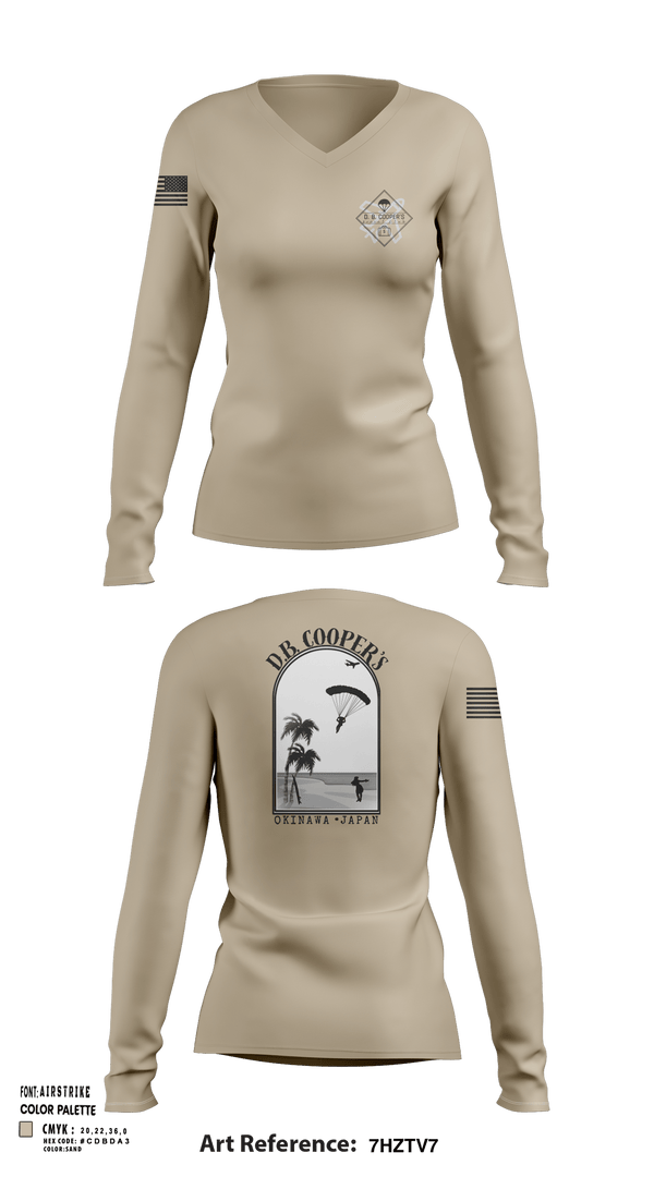 Womens Long Sleeve Vneck Shirt, D.B. Coopers, , Teamtime, Team time, sublimation, custom sports apparel, team uniforms, spirit wear, spiritwear, sports uniforms, custom shirts, team store, custom team store, fundraiser sports, apparel fundraiser
