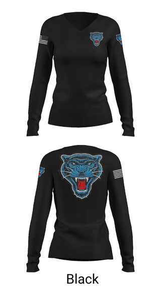 Womens Long Sleeve Vneck Shirt, Blue Panthers, , Teamtime, Team time, sublimation, custom sports apparel, team uniforms, spirit wear, spiritwear, sports uniforms, custom shirts, team store, custom team store, fundraiser sports, apparel fundraiser