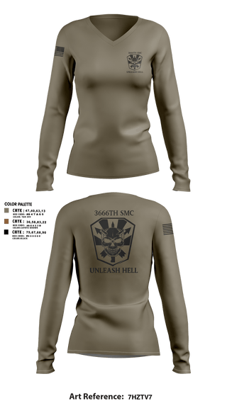 Womens Long Sleeve Vneck Shirt, 3666 Support Maintenance Company, , Teamtime, Team time, sublimation, custom sports apparel, team uniforms, spirit wear, spiritwear, sports uniforms, custom shirts, team store, custom team store, fundraiser sports, apparel fundraiser