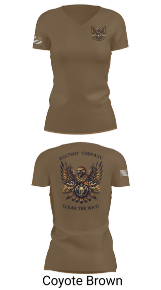 Womens Short Sleeve Vneck Shirt, Foxtrot Company, 832nd OD BN, Army, Teamtime, Team time, sublimation, custom sports apparel, team uniforms, spirit wear, spiritwear, sports uniforms, custom shirts, team store, custom team store, fundraiser sports, apparel fundraiser