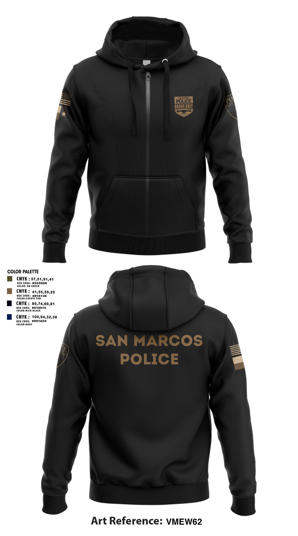 Zip Hoodie, San Marcos Police Drone Unit, Police, Teamtime, Team time, sublimation, custom sports apparel, team uniforms, spirit wear, spiritwear, sports uniforms, custom shirts, team store, custom team store, fundraiser sports, apparel fundraiser