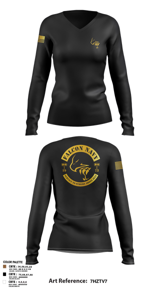 Womens Long Sleeve Vneck Shirt, Falcon Navy, , Teamtime, Team time, sublimation, custom sports apparel, team uniforms, spirit wear, spiritwear, sports uniforms, custom shirts, team store, custom team store, fundraiser sports, apparel fundraiser