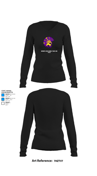 Womens Long Sleeve Vneck Shirt, Mendota High School Track and Field, Track & Field, Teamtime, Team time, sublimation, custom sports apparel, team uniforms, spirit wear, spiritwear, sports uniforms, custom shirts, team store, custom team store, fundraiser sports, apparel fundraiser